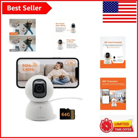 Smart 2.5K Indoor Security Camera - AI Detection & Wide-Angle Coverage Included