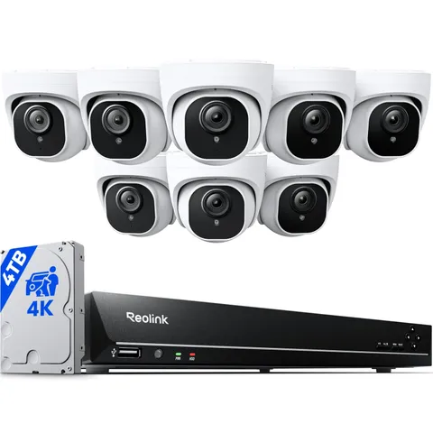 REOLINK 16CH 4K 8MP PoE Dome Security Camera System 4TB HDD Person Vehicle