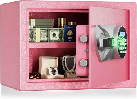 Home Biometric Safe 1.0 Cub Quick Access Fingerprint Lock Box W/ Keys Keypad