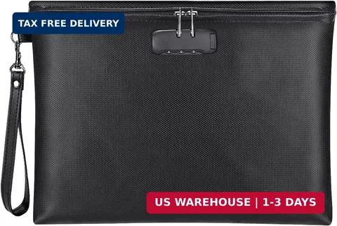Fireproof Document Bag with Lock, ZOOPIP 14.3"x10.2" Fireproof and Waterproof Mo