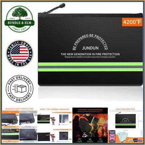 Compact Fireproof Bag with Aluminum Lining for Documents and Cash Protection
