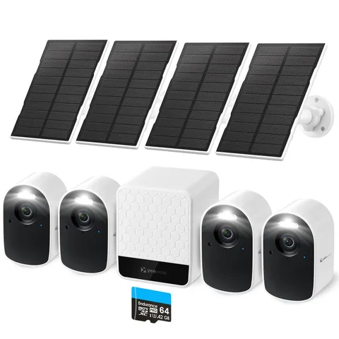 WiFi6 Solar Security Cameras Wireless Outdoor, 2K QHD Home Security System, 4...