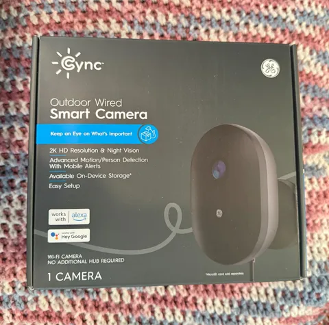 GE CYNC Outdoor Wired Smart Camera 2K HD WiFi Security Camera NEW FACTORY SEALED