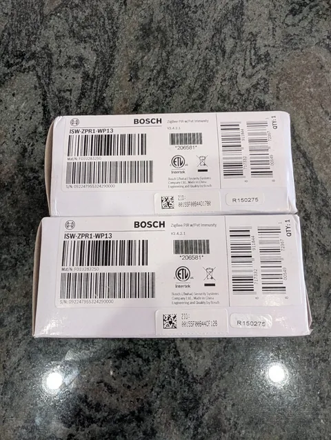 Lot of 2 Bosch ISW-ZPR1-WP13 ZigBee PIR Motion Sensors Pet Immunity NEW Sealed