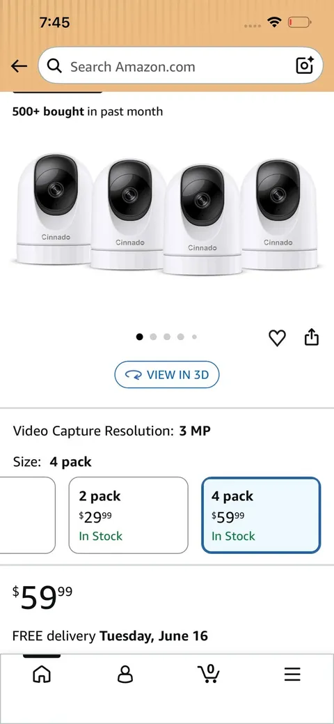 New Cinnado Indoor Security Camera D1 2K Wi-Fi Night Vision (4 Pack)