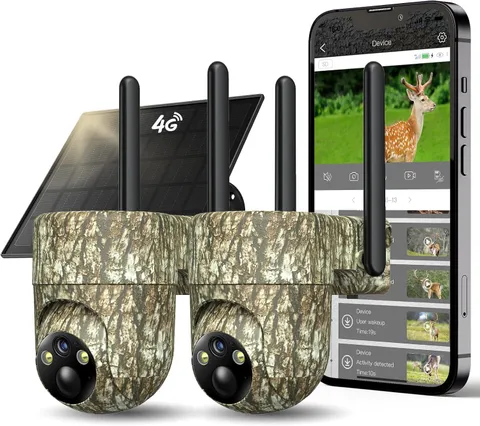 4G LTE Cellular Trail Cameras with 360° View IP65 Solar Cam Live