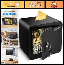 Mini Safe Box for Cash & Documents - Small Lock Box for Home, Dorm & Kids - 0.23
