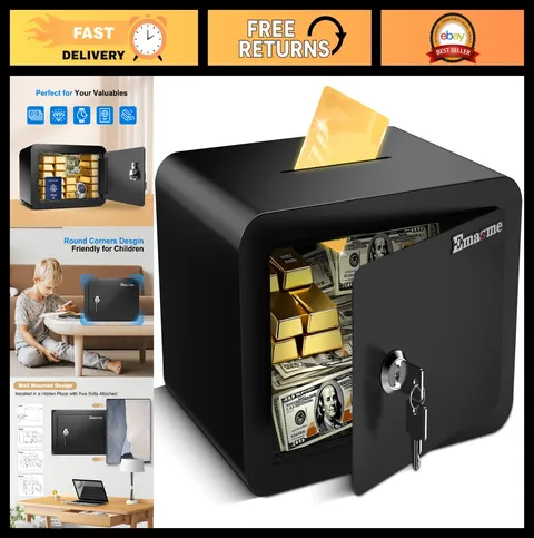 Mini Safe Box for Cash & Documents - Small Lock Box for Home, Dorm & Kids - 0.23