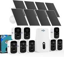 Solar Security Cameras Wireless Outdoor System, 8 Cam-Kit, Expandable to 10CH, N