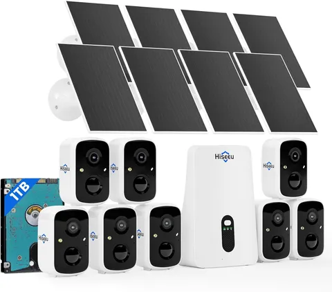 Solar Security Cameras Wireless Outdoor System, 8 Cam-Kit, Expandable to 10CH, N