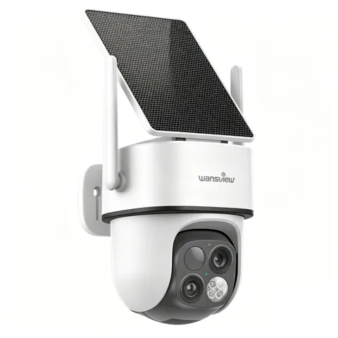 Wansview B7 Wireless Solar Security Camera 360°PTZ 2K Dual-Cam 360°PTZ 64X ZOOM