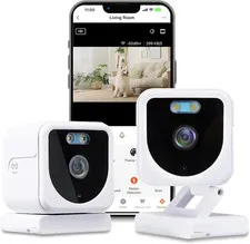 Mini 1080P Indoor/Outdoor Security Camera, Wi-Fi Cameras, 2-Pack | Motion & Soun