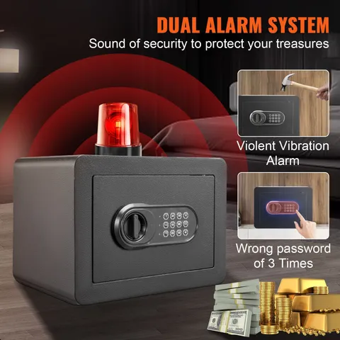 0.5 Cubic Feet Steel Security Safe with Digital Keypad and 2 Keys, Wall-Mounted