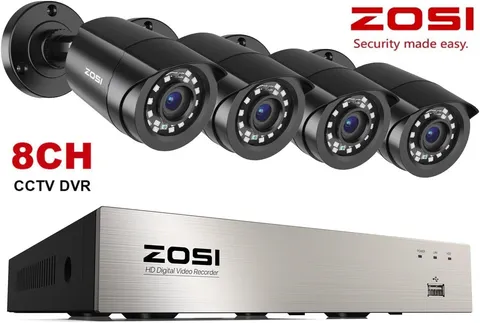 ZOSI H.265+8CH 3K Lite Security Camera System 4x1080P Camera Human Car Detect