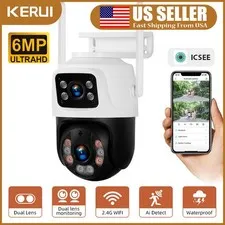 Dual Lens HD 6MP WiFi IP Camera Wireless Outdoor CCTV PTZ Home Security IR Cam