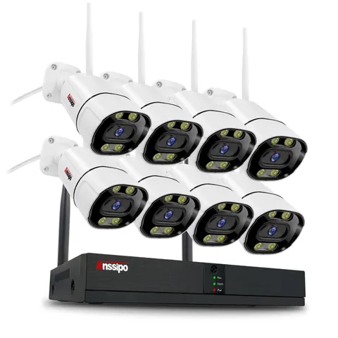 WiFi Security Camera System NO Hard Drive,8 Plug-in Outdoor Indoor Cameras