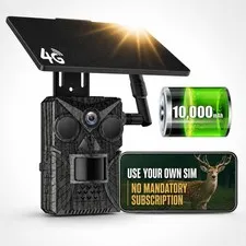 4G LTE Trail Camera Solar Panel 33MP 2K Video AI Detection Outdoor Security
