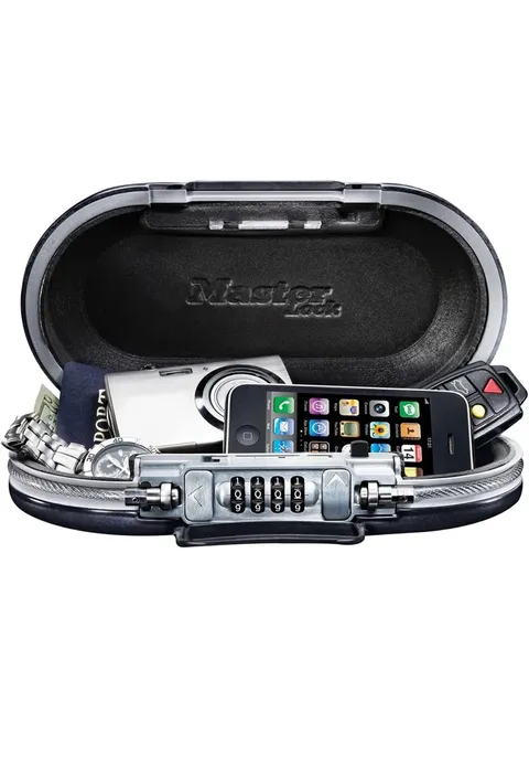 Master Lock 5900D Portable Personal Safe Lock Box Black Gray Combination Safe