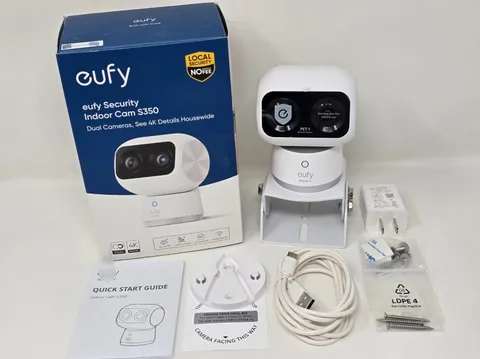 CIB eufy S350 Security Wired Indoor 4K Camera Dual Lens + Tilt Mount (T8416121)