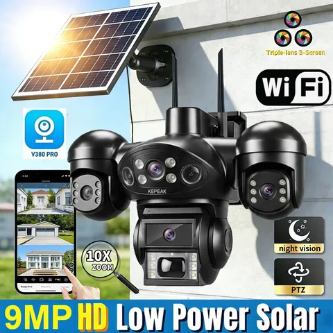 Solar Security Cameras Wireless Outdoor Night Vision WiFi Surveillance+32GB Card
