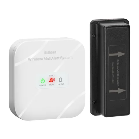 Briidea Mailbox Alarm, Wireless, Battery Powered, White, 500ft Range, white