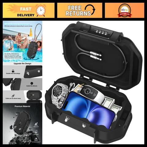Portable Waterproof Safe Box - 4 Digit Combination Lock, Anti-Theft Travel Lockb
