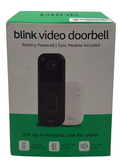 NEW Blink Video Doorbel with Sync Module Core Battery Head-to-Toe HD View- Black