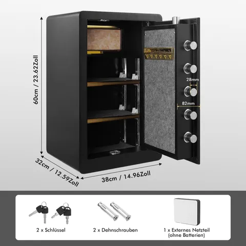 Large Home Safe Box, Heavy Duty Safe with Dual Alarm System and Adjustable Shelf