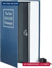 Amazon Basics Portable Diversion Book Safe, Secret Hidden Lock Box with Key Lock