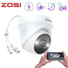ZOSI 5MP PoE IP Security Camera 2 Way Audio Outdoor AI Person/Vehicle Detection