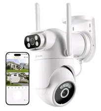 Kittyhok 2K Dual Lens Wireless Security Camera Outdoor PTZ WiFi 6 Auto Tracking