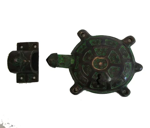 Handmade Antique Finish Tortoise Type Brass Padlock With Keys Rare Black Finish