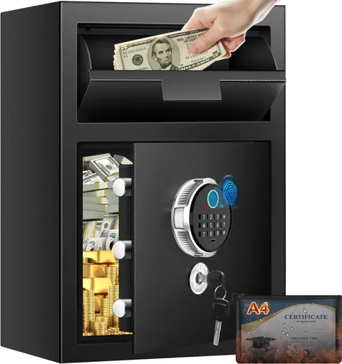 2.6 Cuft Biometric Drop Safe for Business, Anti-Theft Fingerprint Safe Box wi...
