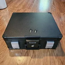 Honeywell 1114 Fire and Waterproof Chest with Key Lock 0.39 cu ft. Black 