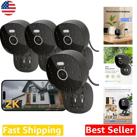 Waterproof 2K Home Security Camera, 4 Pack, Motion Detection, Color Night Vision