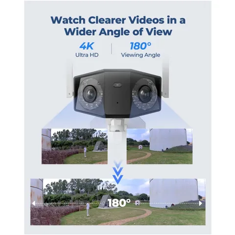 4K Dual Lens Security Camera | 180° View, Color Night Vision
