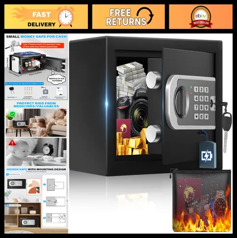 Small Safe Box for Home - 0.30 Cuft Fireproof Waterproof Mini Safe, Digital Keyp