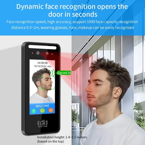 Wall Mount Dynamic facial recognition attendance andaccess control machine 1000 