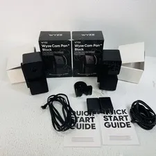 2 Pack Wyze Cam Pan v3 BLACK Indoor Outdoor Wifi Pan Security Camera W/ 1 Mount