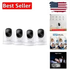 Crystal Clear 2K Indoor Cameras with Night Vision & Alexa Compatibility - 4 Pack