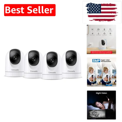 Crystal Clear 2K Indoor Cameras with Night Vision & Alexa Compatibility - 4 Pack