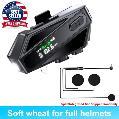 1/2PC C6 Motorcycle Helmet Bluetooth Intercom Headset AI Distance Led Lighting F
