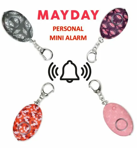 PERSONAL ALARM Mayday Mini Alarm Self Defense Emergency Keyring/Clip Flashlight