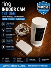 Ring Indoor Cam 1st Gen Security Camera White 1080p WiFi Tested Working