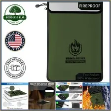 Fire Resistant Money Bag for Documents, Waterproof with Dual Pocket Design