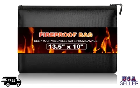 Fire Proof money Bag 2000℉ Fireproof Document Pouch Waterproof Safe Cash US