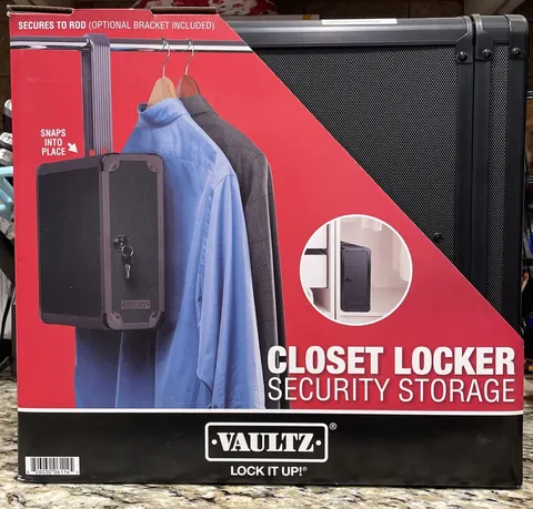 Vaultz Locking Closet Safe Key Lock Security Storage Locker Black Rod Mount Safe