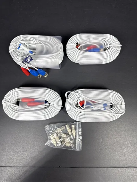 ANNKE 4X 100ft White Video Power Cable RCA Wire for Security Camera System Read