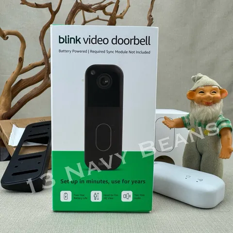 NEW Blink Battery Video Doorbell 2K+ w Required Sync Module & Opt Corner Mount