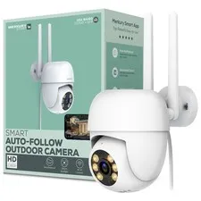 Merkury Smart Outdoor Camera 1080p - Auto-Follow PTZ Security Cam, White(1-Pack)